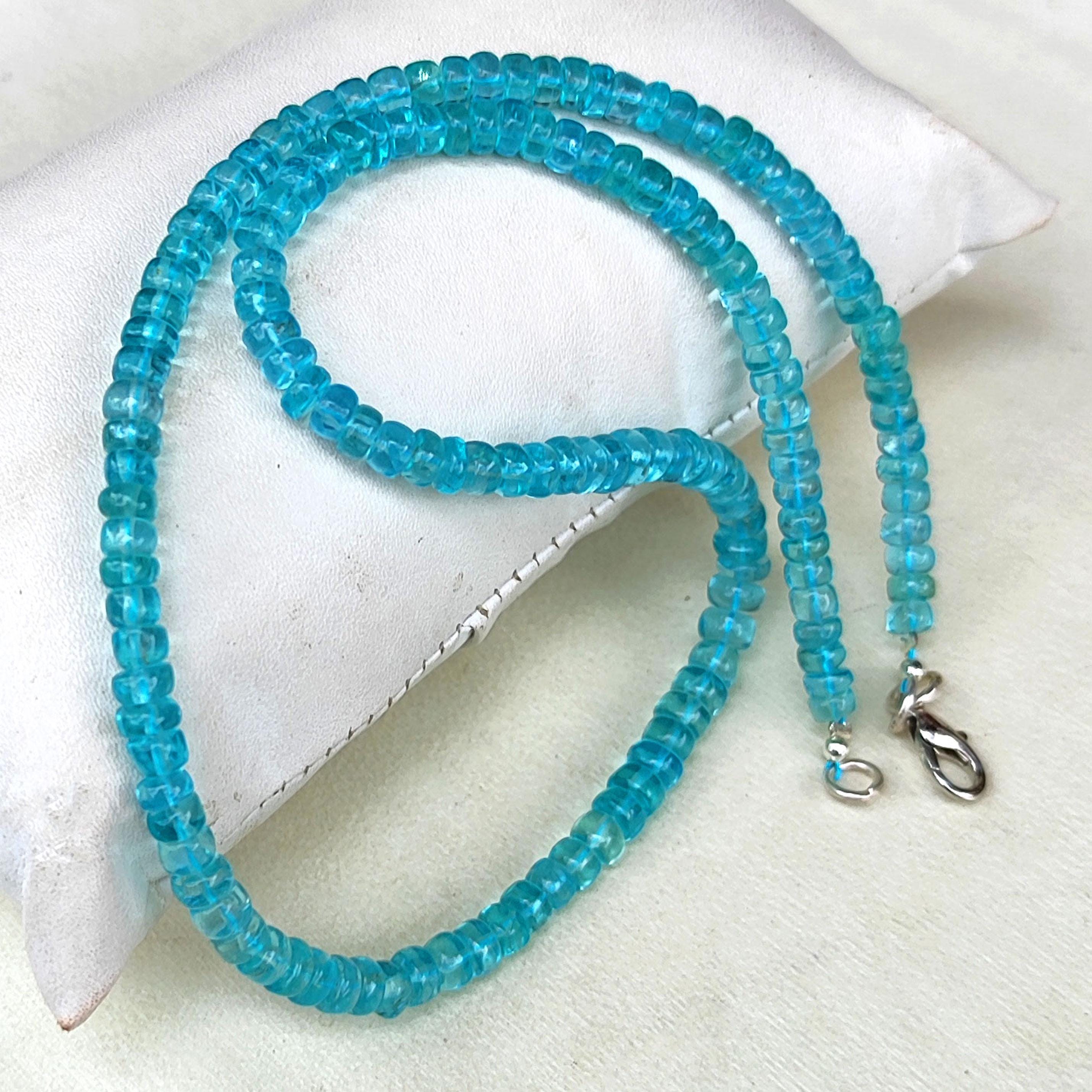 グリーンアパタイトロンデルカットネックレス 天然グリーンアパタイト宝石 5 mmサイズ 滑らかなロンデルシェイプ