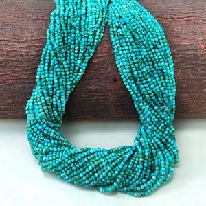 Natural Blue Turquoise Gemstone 2 mm Size Faceted Round Beads 12.5 Inch Strand
