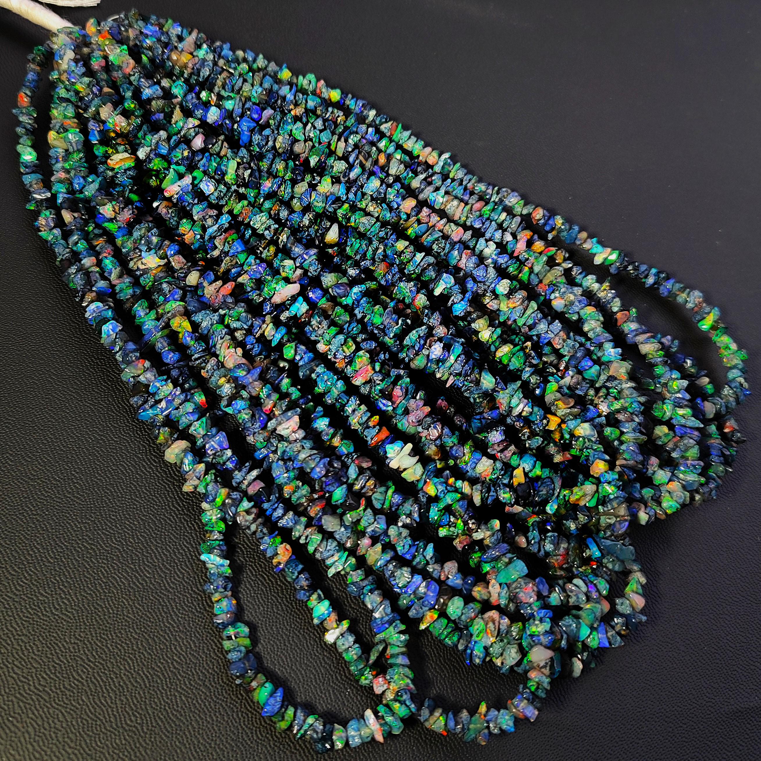 Lot De 20 Perles Chips En Opale D'Ethiopie, 2-6mm, Blanc Multicolore Irisé - Pour Création