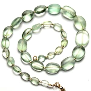 Natürlicher grüner Fluorit Edelstein 9 bis 18 mm Größe Glatte Nugget Perlen 17 &quot;Halskette