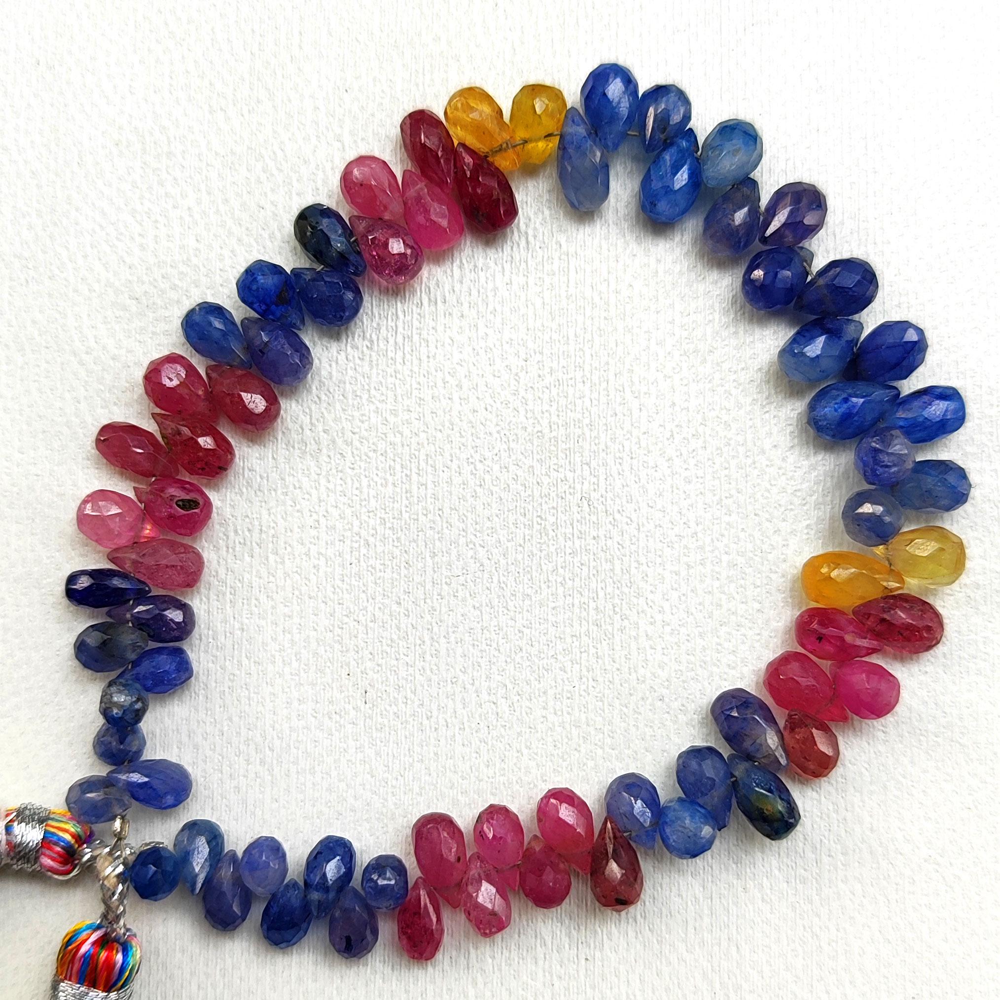 Perles En Forme De Larme Facettées En Saphir Naturel Multi-couleurs - Lot De 40 Pièces - 66.40 Ct