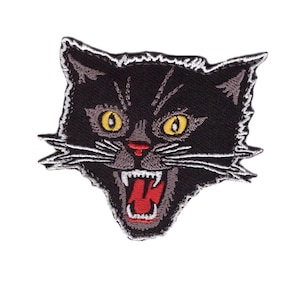 Black Screaming Angry Cat Rockabilly Punk Emo Patch