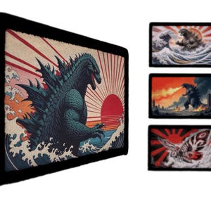 Kaiju Monster Kanagawa Wave Rising Sun Patch
