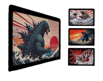 Kaiju Monster Kanagawa Wave Rising Sun Patch