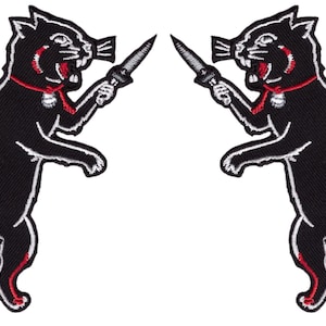Black Cat with Fink Blade Rockabilly Tattoo Goth Punk Biker Patch