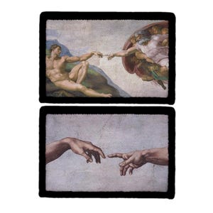 Michelangelo Creation of Adam God's Touch Paintings Patch