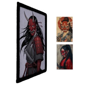 Patch met oni gemaskerde samurai vrouw krijger