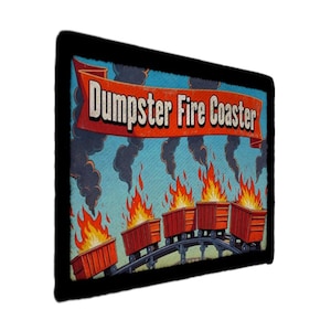 Dumpster Fire Roller Coaster meme Tarot Card Patch