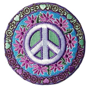 Peace Sign Flowers Hippie Vintage 70's Retro Patch