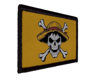 Straw Pirate Hat Skull Flag Patch