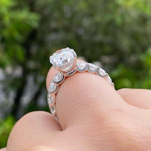 Moissanite Eternity Band: Sterling Silver Engagement Ring, Bridal Jewelry