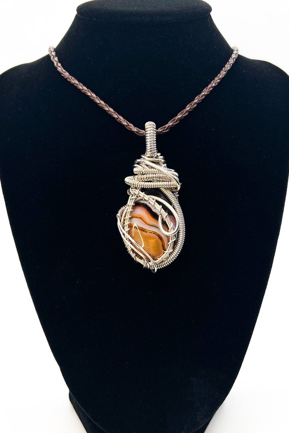 Sterling Silver Lace Agate Statement Pendant
