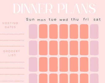 Planificador de comidas mensual/semanal, lista de compras y planes de alojamiento, descarga digital instantánea, archivo PDF