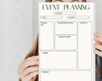 Planificación de eventos imprimible, Planificador de fiestas, Descarga digital instantánea, Archivo PDF