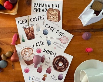 Tarjetas de Recetas Mandala / Cocina COFFEE SHOP / Recetas Waldorf / Trabajo Montessori