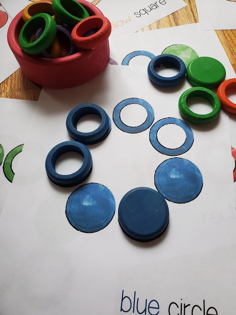 Shapes and Colors/ Rings and Coins / Waldorf / Montessori Work image 4