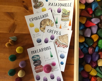 Tarjetas de recetas Mandala / Cocina francesa / Recetas Waldorf / Trabajo Montessori