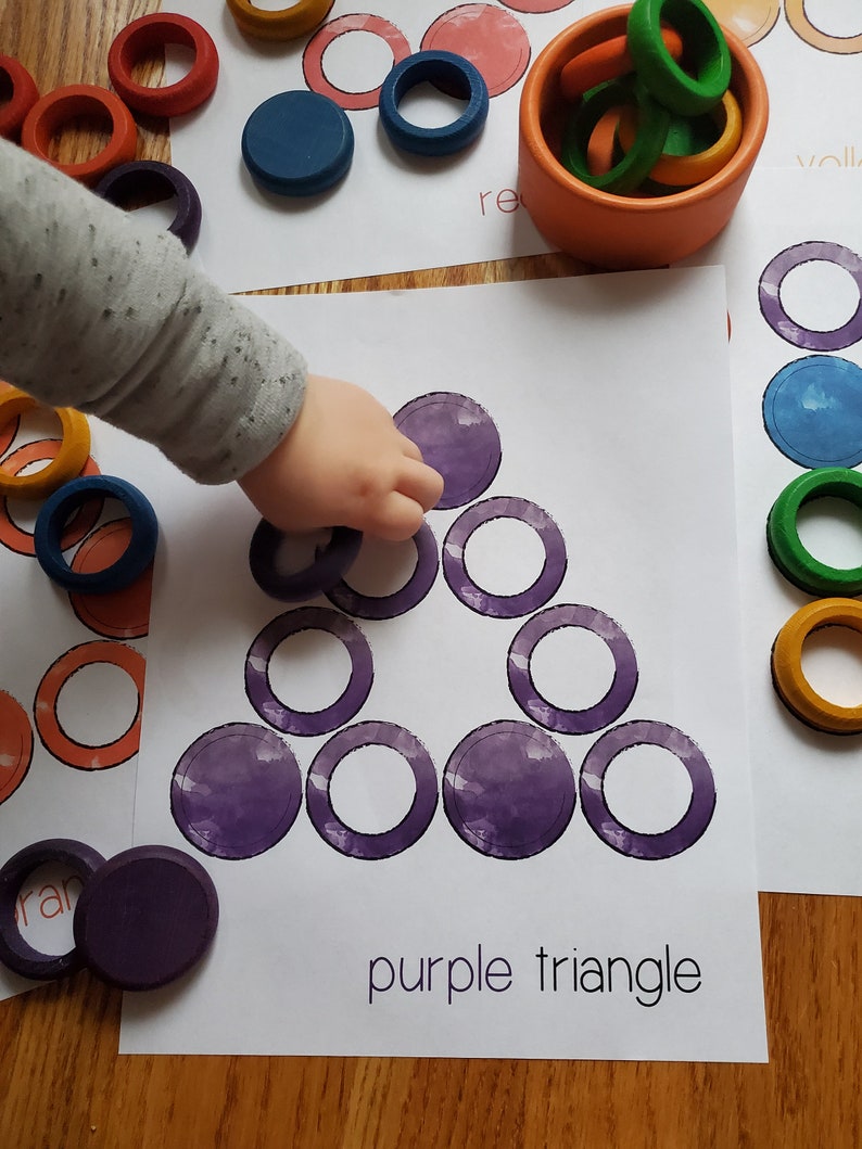 Shapes and Colors/ Rings and Coins / Waldorf / Montessori Work image 2
