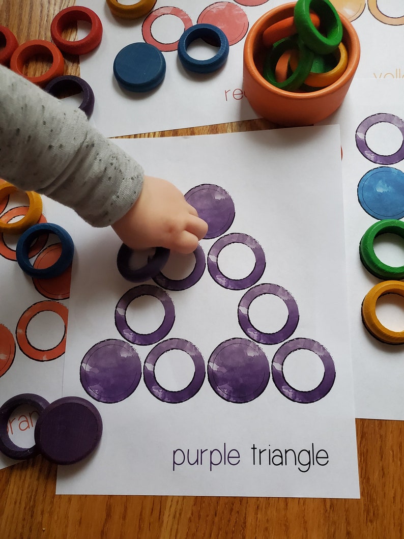 Formas y Colores/ Anillos y Monedas / Waldorf / Obra Montessori imagen 2