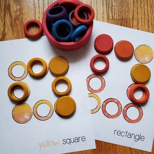 Shapes and Colors/ Rings and Coins / Waldorf / Montessori Work image 5