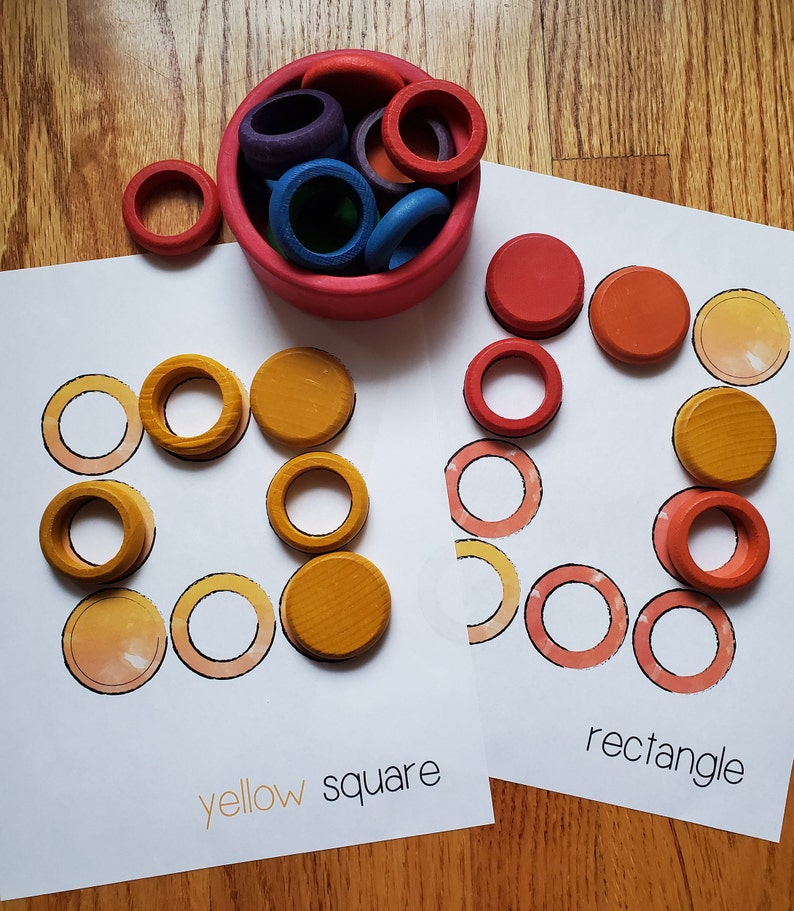 Shapes and Colors/ Rings and Coins / Waldorf / Montessori Work image 5