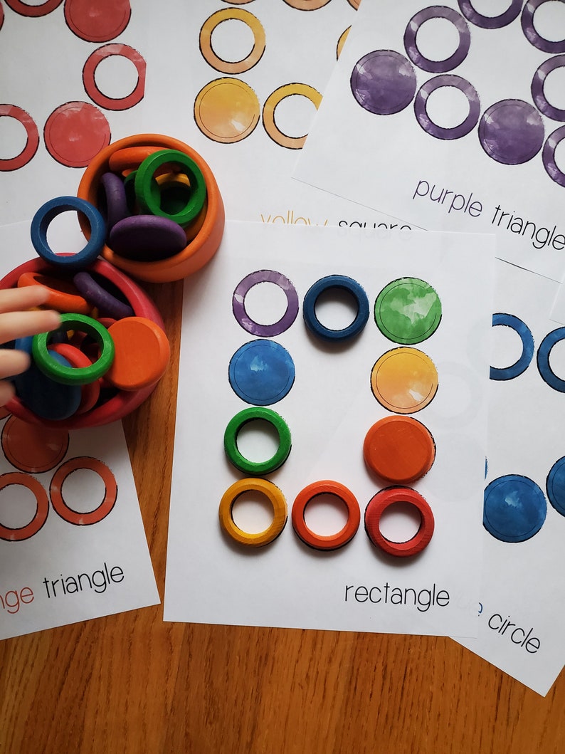 Shapes and Colors/ Rings and Coins / Waldorf / Montessori Work image 1