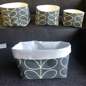 Orla Kiely Grey Linear Stem Fabric Baskets