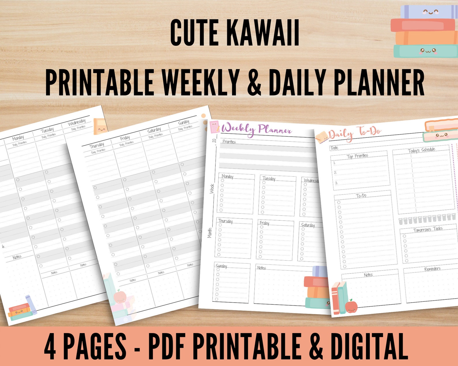 Kawaii Weekly Planner Daily or Week Planner Page Cute | Etsy