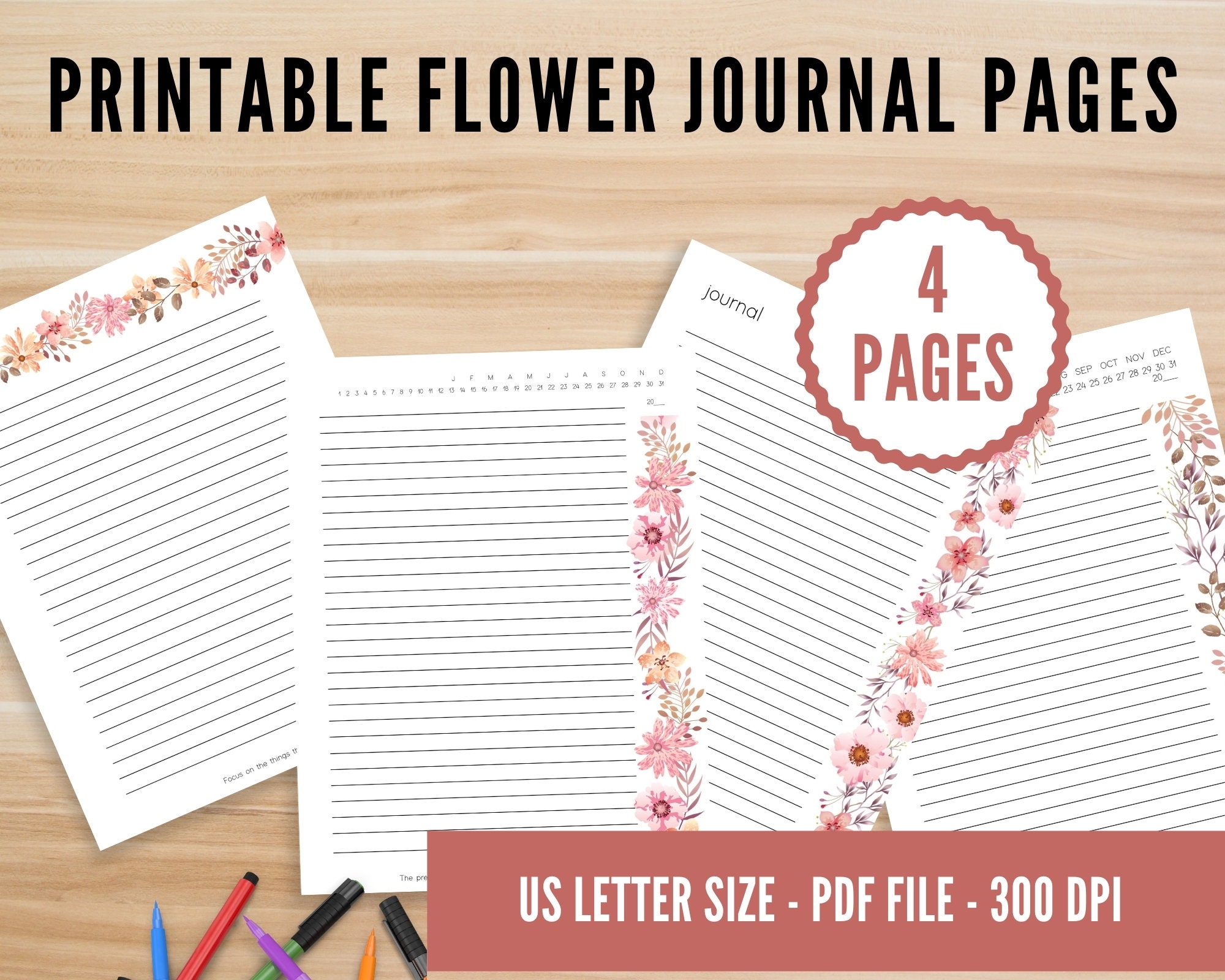 Journal Pages Printable Journal Digital Paper Printable | Etsy
