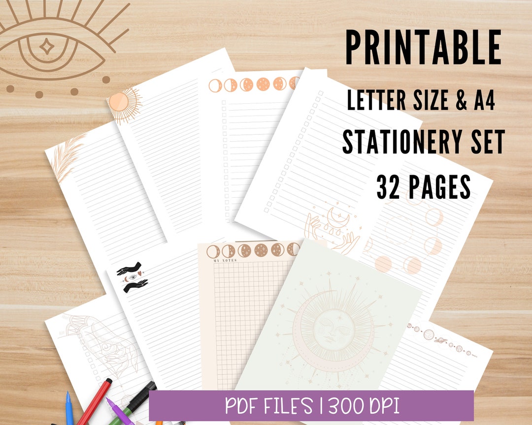 Mystical Magic Stationery Paper Printable Celestial Pages - Etsy