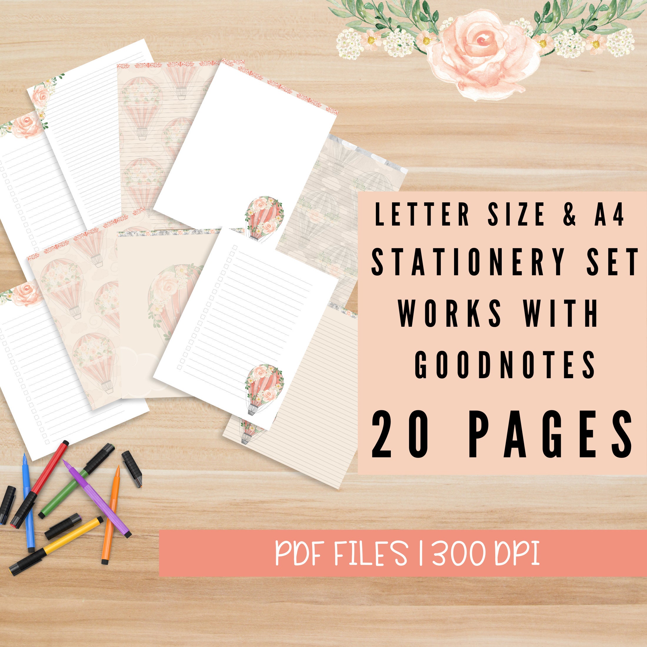 floral printable stationery digital paper printable paper or etsy