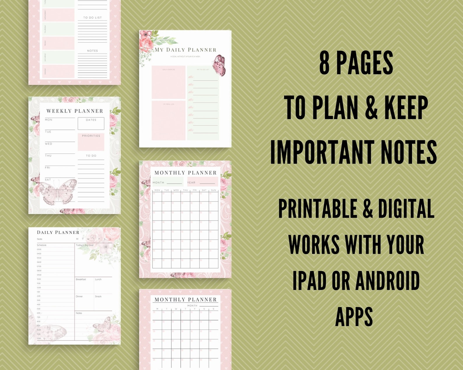 pink girly printable planner weekly planner digital planner etsy