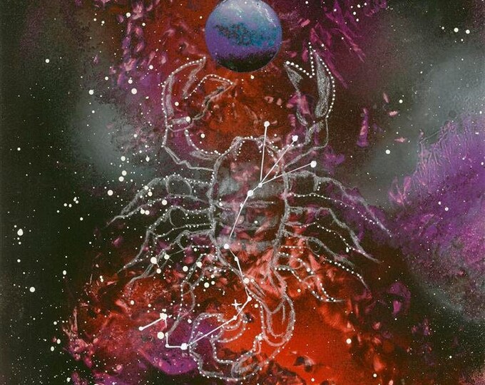 Scorpio  Zodiac Art Print, Celestial Astrology Wall Decor, Scorpio Constellation Galaxy Art, Unique Zodiac Gift,