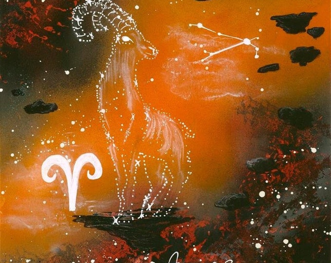 Aries Zodiac Art Print, Celestial Astrology Wall Art, Aries Constellation Print, Unique Zodiac Gift for Aries