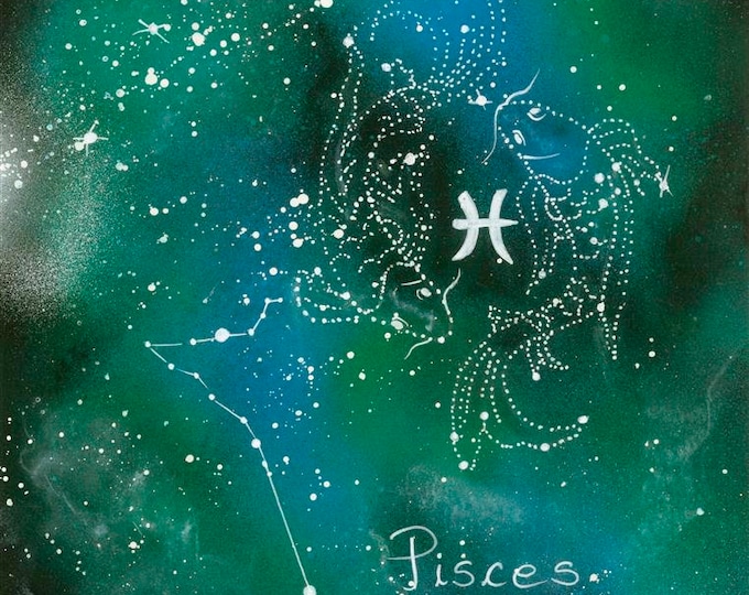 Zodiac, Pisces, Pisces Art, Astrology Art, Astrology gifts, Celestial Art, Wall Art