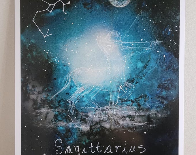 Zodiac, Sagittarius Zodiac Star Sign Print, Horoscopes, Space Art, Astrology Personal