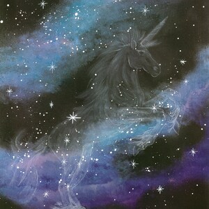 Mystical Unicorn Art Print for Starry Rooms, Fantasy Art, Unicorn Wall Art, Galaxy Art Prints,