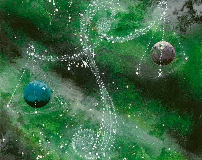 Libra Zodiac Art Print | Astrology Wall Decor | Libra Constellation Spray Paint Artwork