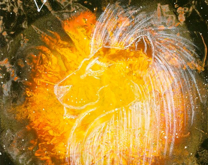 Zodiac Leo The Lion Art,  Astronomy, Astrology Art, Zodiac Art Gifts, Spray Paint Art, Stars and Celestial