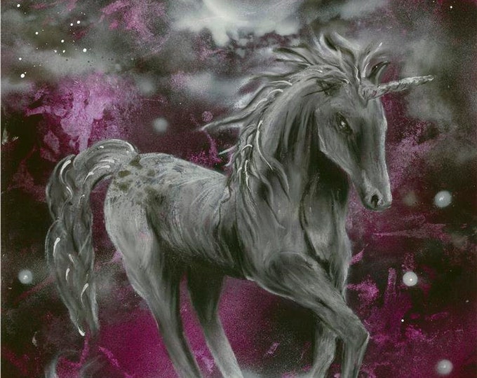 Spray Paint Art, Pastels, Fantasy Art, Unicorn Art Print, Galaxy Art, Unicorn Gifts