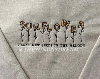 Sunflower Embroidered Sweatshirt Birthday Gift For Fans