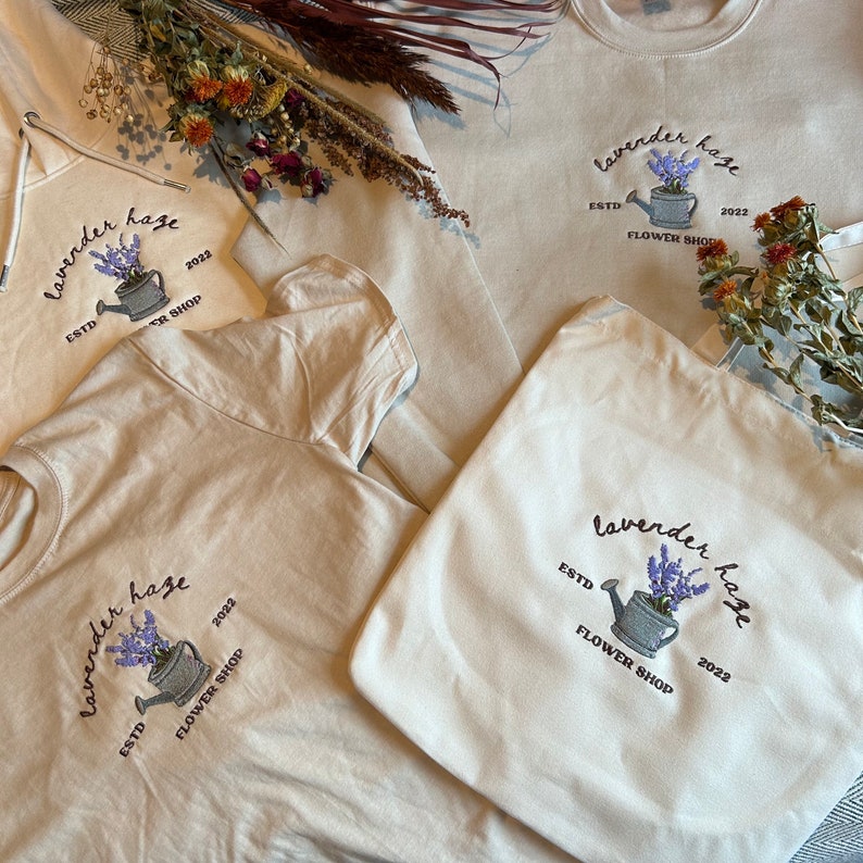 Lavender flower shop Embroidered Sand Sweatshirt/ T-shirt/ Hoodie/ Tote bag image 5