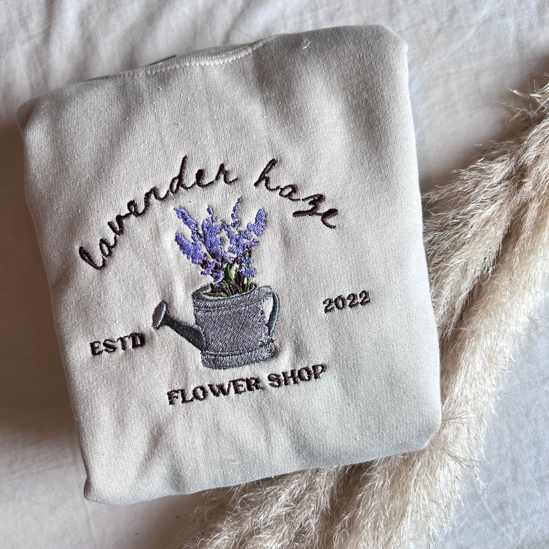 Lavender flower shop Embroidered Sand Sweatshirt/ T-shirt/ Hoodie/ Tote bag sweatshirt