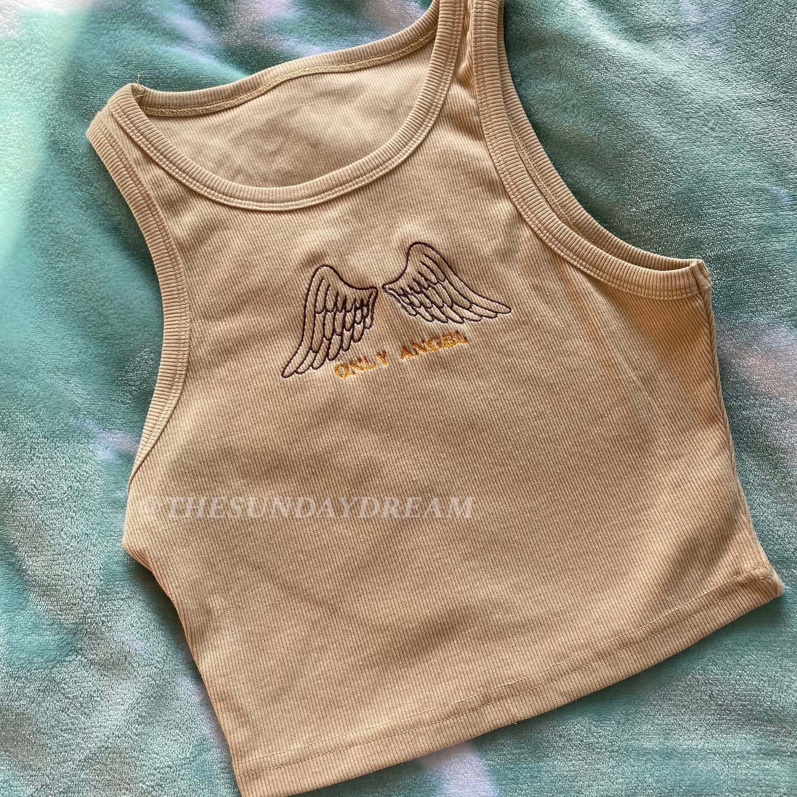 Only Angel Embroidered crop top Birthday Gift For Fans