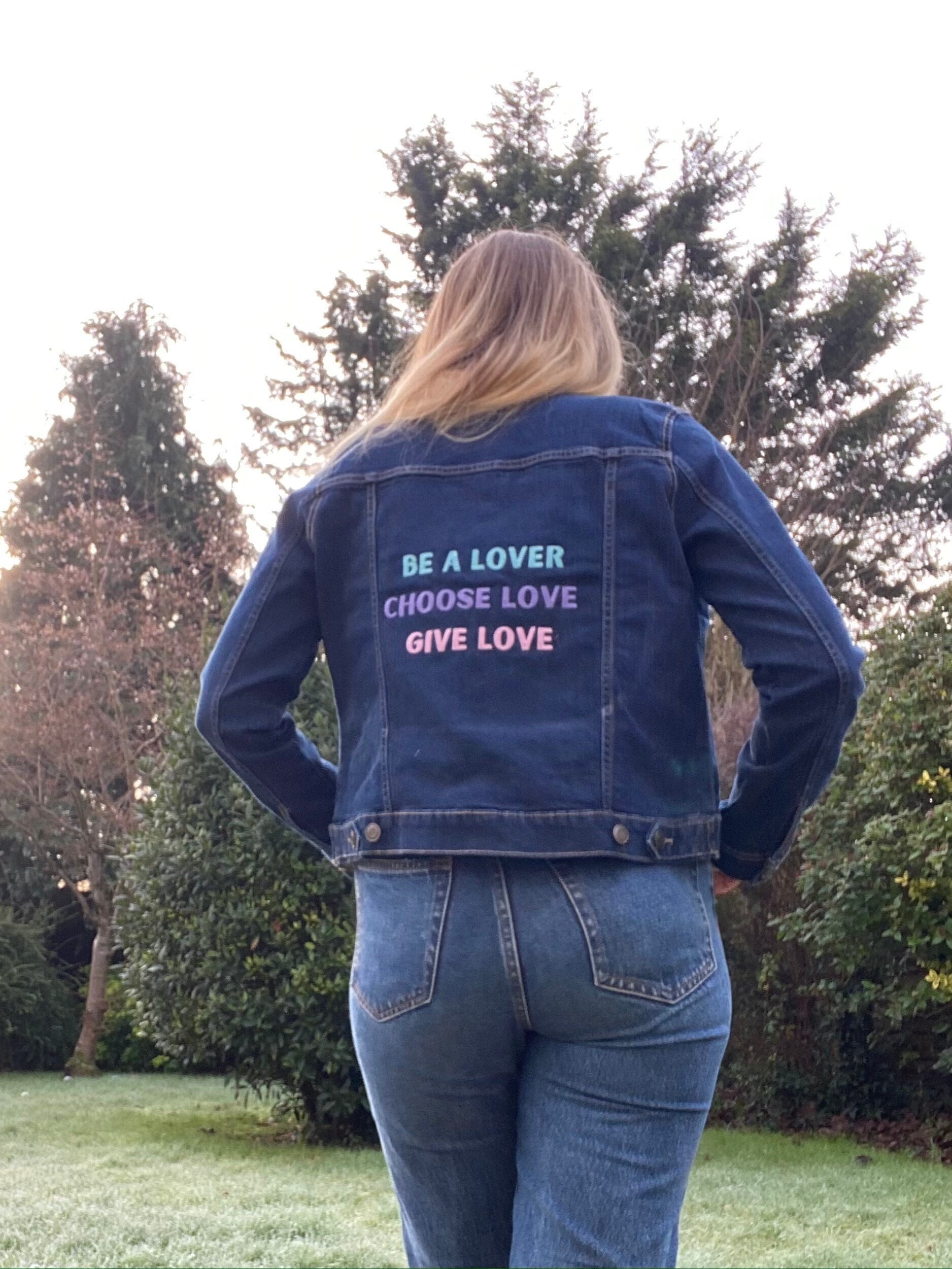 Be A Lover Embroidered Denim Jacket - Etsy