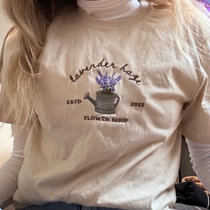 Lavender flower shop Embroidered Sand Sweatshirt/ T-shirt/ Hoodie/ Tote bag Tshirt