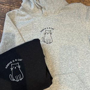 Karma cat Embroidered Sweatshirt/Tshirt/Hoodie/ tote bag