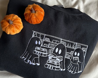 Ghost library Embroidered black Sweatshirt/ T-shirt/ Hoodie/ Tote bag