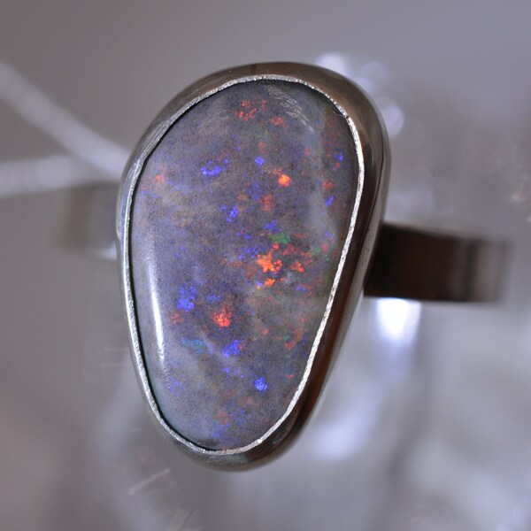 2.5 ct Dark Matrix Opal Ring Sterling Silver