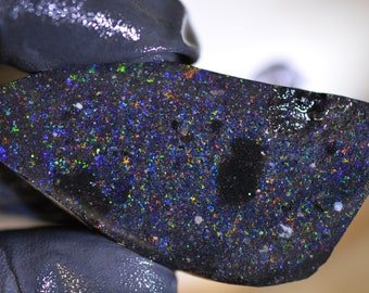 127ct 60x30x15 Black Rainbow Basalt Matrix Opal Rough Stone sliced Honduras Gem